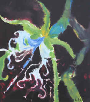 Lothar Malskat - Ohne Titel (blaue Orchidee). Color Poster. Farbiger Kunstdruck von Lothar Malskat.
