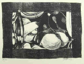 Eberhard Dänzer weiblicher Akt Lithographie Galerie Dr. Hiepe 1968. 