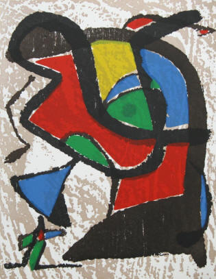 Joan Miro Original Holzschnitt  von 1984, Auflage 1600.  Jean-Paul Vibert, Weber in Genf und Daniel Lelong. 