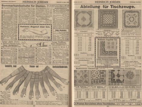 Sommerhandschuhe für Damen, Seiden-Handschuhe, Lange Perlfilets, Gesellschaftshandschuhe, Tischzeuge, Tischtücher Reinleinen Muster