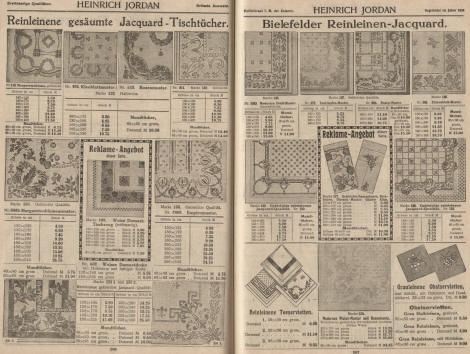 Bielefelder Reinleinen Jacquard-Tischtücher, Mundtücher, Servietten, Teeservietten, Obstservietten