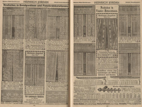 Bandgardinen, Fensterdekoration, Tüllgardine, Tüll-Lambrequin Bordüren, Band-Gardine, Zugvorrichtungen für Stores und Vorhänge, Gardinenbrett, Holz-Rundstangen, Messing-Vorhangstangen