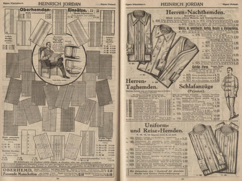 Oberhemden Einsätze, Manschetten, Herren-Nachthemden, Geisha-Form aus Elsässer Cretonne, Herren Taghemden, Hemdentuch mit Brustfalten, Dowlas, Elsässer Renforcé