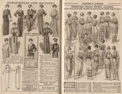 Damen - Morgenröcke und Matinees, Damenkleider Seidenbatist mit Spachteleinsatz und Säumchengarnitur mit Lochstickerei