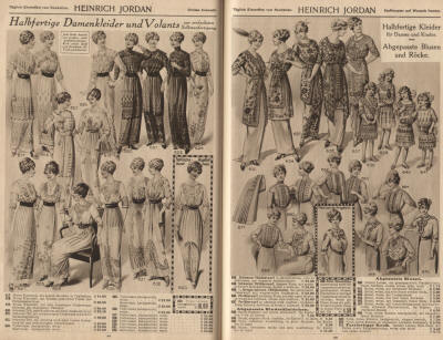 Damenkleider und Volants aus Tüll, Voilevolant, Bastvolant.  Blusen und Röcke, Kimono handgestickt