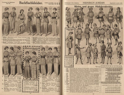 Backfischkleider, Cretonne, Musselin, weiße Rips, Waschcrepon, Seidengürtel, Cotelé, Woll-Crêpe.  Mädchenkleider. Battist, Amerikanisches Blusenkleid für Mädchen.