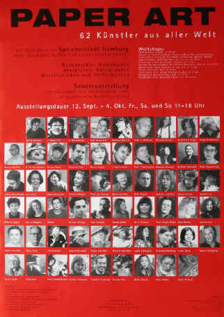 Plakat Paper Art Ausstellung Hamburg 1998, Ausstellungsplakat 62 Künstler 