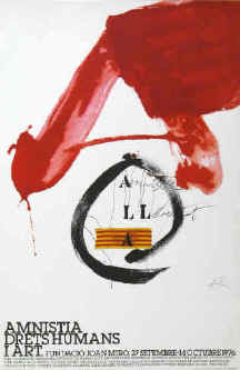 Antoni Tàpies - Amnistia drets humans i art. Color poster 1976 at Foundation Joan Miró, Barcelona.