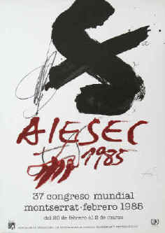 Antoni Tàpies - 37. international world congress AIESEC 1985 Congreso Mundial Montserrat, color lithograph La Poligrafa, Barcelona.