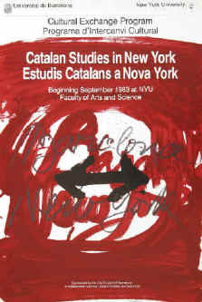 Antoni Tàpies - Catalan Studies in New York. Estudis Catalans a Nova York. Universitat de Barcelona, New York University 1983. Original color lithograph by Antoni Tàpies.