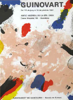 Josep Guinovart - Original color lithograph poster for the exhibition 1981 at Antic Hospital de la Sta. Creu, Barcelona.