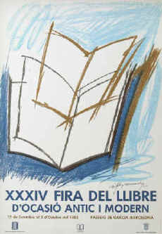 Albert Ràfols-Casamada - XXXIV Fira del llibre. Original color lithograph poster for the 34. Book Fair 1985 in Barcelona. La Poligrafa Cartel de exposición.
