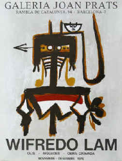 Wifredo Lam Ausstellungsplakat 1976 in der Galeria Joan Prats in Barcelona.