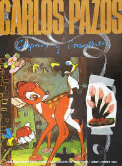 Carlos Pazos - Collagenos y Cirroestratos. Cartel de la exposición en 1993, Galeria Joan Prats, Barcelona. Art exhibition poster Catalan artist Carlos Pazos.