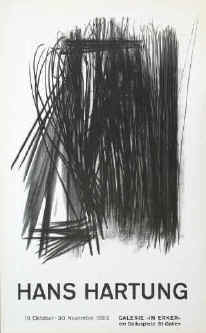 Hans Hartung - Original Lithographie (Steindruck), Plakat der Ausstellung 1963 in der Erker Galerie St. Gallen. Lithografie der Erker Presse.