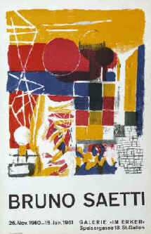 artist Bruno Saetti color lithograph for the art exhibition in 1960 at Erker Galerie St. Gallen.