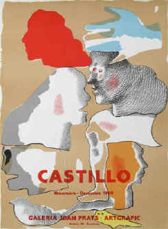 Jorge Castillo - Barcelone 4. Original color lithograph poster for the exhibition 1990 at Galeria Joan Prats, Barcelona.
