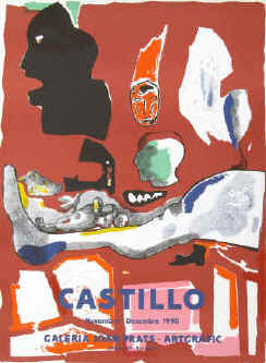 Jorge Castillo - Original color lithograph poster for the exhibition from 1990 at Galeria Joan Prats, Barcelona.