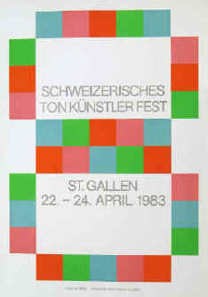 Max Bill - Tonkünstlerfest St. Gallen 1983. Original Lithografie als Plakat. Erker Presse St. Gallen. 