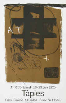 Antoni Tàpies - Original color lithograph art fair Art Basel 1975, Erker Galerie St. Gallen.