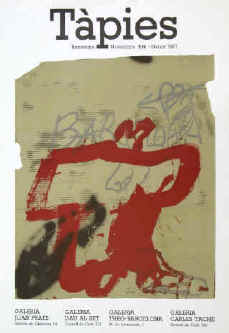 Antoni Tàpies - original color lithograph signed in the stone 1986 Galeria Joan Prats, Galeria Dau al Set, Galeria Theo, Galeria Carles Taché,  Barcelona.