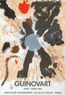 Josep Guinovart - Original color lithograph. Color poster 1983 at Museo de Arte Contemporáneo, Casa de los Caballos, Cáceres.