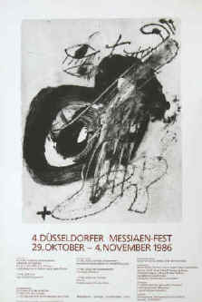 Antoni Tàpies 4. Düsseldorfer Messiaen Fest Düsseldorf 1986. Oliginal Lithographie, Farblithographie Erker-Presse St. Gallen.