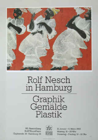 Künstler Rolf Nesch Ausstellungsplakat  in Hamburg 1993.