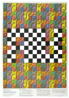 Martin Schwarz - Königsflucht. Schachbrettvariation 2 zum Schach, Schachspiel. Farbsiebdruck von Martin Schwarz signiert.