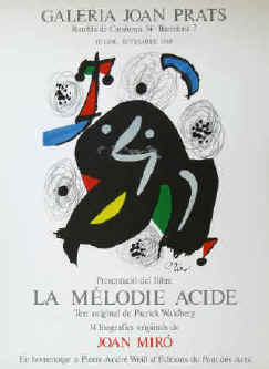 Poster Joan Miró - Presentació del llibre La Mélodie Acide 1980 Barcelona, cartel exposición, affiche.