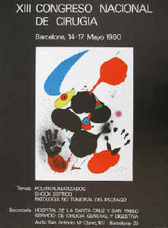 Poster Joan Miró - XIII congreso nacional de cirugia. Original poster for for the medical congress in Barcelona 1980. 
