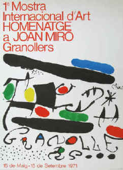 Joan Miró Poster Cartel Affiche 1. Mostra Internacional d'Art Granollers 1971. Original color lithograph.