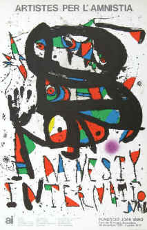 poster Joan Miró - Artistes per l'Amnistia 1976, affiche, cartel de la exposición.