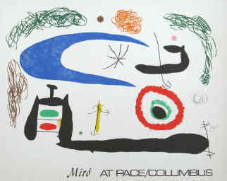 Poster Joan Miró at Pace Columbus. Dormir sous la lune exposition 1979, affiche, cartel de la exposición.