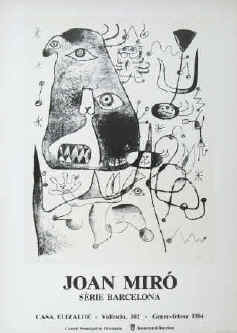 Joan Miró - Sèrie Barcelona. Art exhibition poster 1984 Casa Elizalde, Valencia.