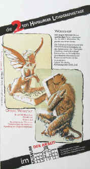 Teßmer, Michael - Die 2. Hamburger Lithographie-Tage. Original Farblithografie. Plakat zum Lithografie-Workshop im November 1995 im Museum der Arbeit Hamburg.