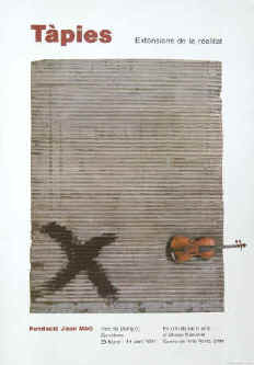 Antoni Tàpies Extensions de la Realitat. Color art exhibition poster 1991, Foundation Joan Miró, Barcelona.
