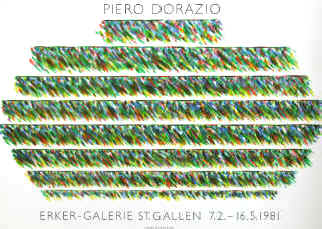 Piero Dorazio - Art exhibition poster - Piero Dorazio. Original color lithograph poster for the exhibition from 7 February - 16 May 1981 at Erker-Galerie St. Gallen. Printed by Erker-Presse St. Gallen.