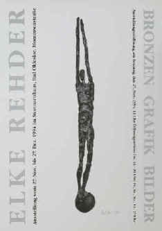 Ausstellungsplakat Elke Rehder - Bronzen, Grafik, Bilder. 1994 Bad Oldesloe. Bronzes art exhibition, Ausstellungsplakat Bronzefiguren, affiche d'exposition sculpture, cartel de exposición esculturas.