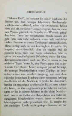 Schachnovelle Stefan Zweig 1942, printing and layout of the pages 