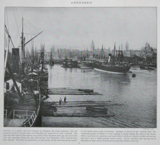 Aberdeen in Scotland, photograph with view of the port and city.