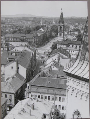 Blick vom Turm der Johanniskirche in Zittau. Foto Hoffmann, 1974.