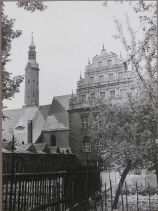 Hefftergiebel und Klosterkirche in Zittau. Foto Hoffmann 1974.