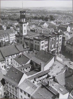 Zittau - Blick zum Rathaus, Foto Hoffmann, Oelsnitz 1973.